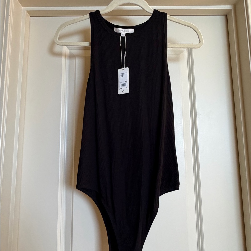 Favorite Daughter Black Ribbed Bodysuit NWT The Perfect Bodysuit Size Large